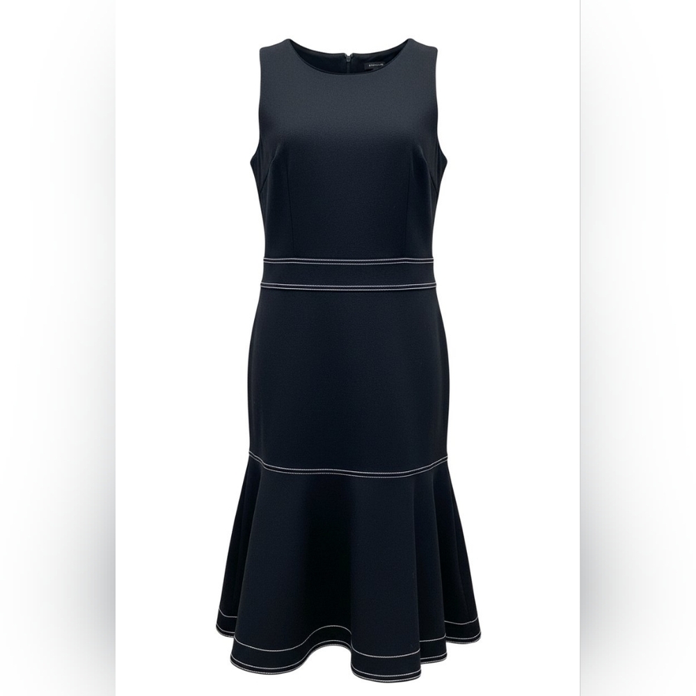 ANN TAYLOR SLEEVELESS FIT-and-FLARE DRESS WITH CONTRAST STITCHING SZ 6 BLACK